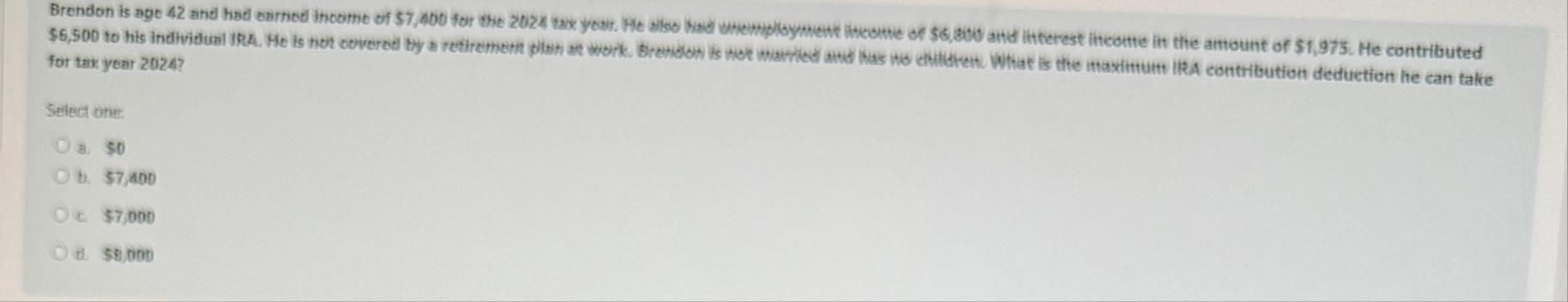 for tax year 2 0 2 4 ? Select one: 7 . 5 0 b . $