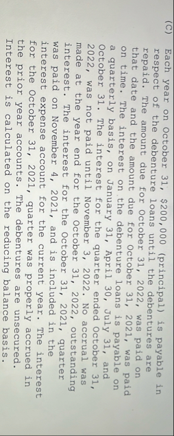 ( C ) Each year on October 3 1 , $ 2 0 0 , 0 0 0