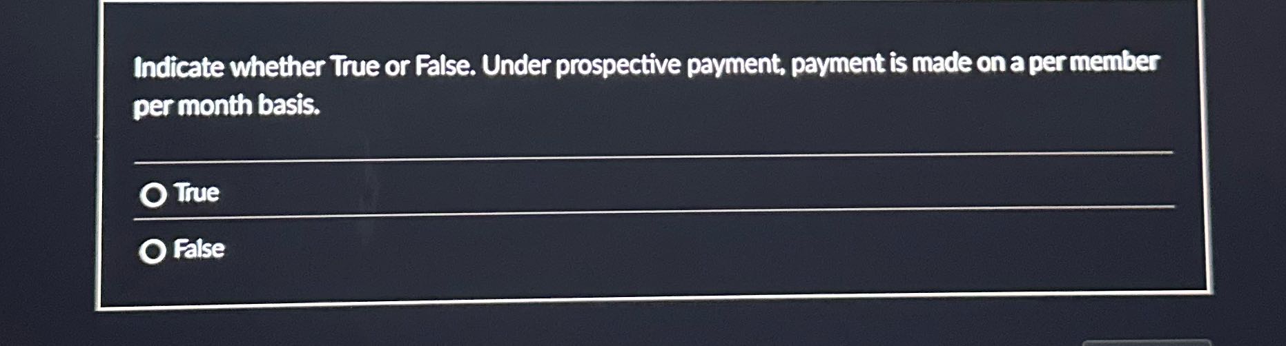 Indicate whether true or false under perspective