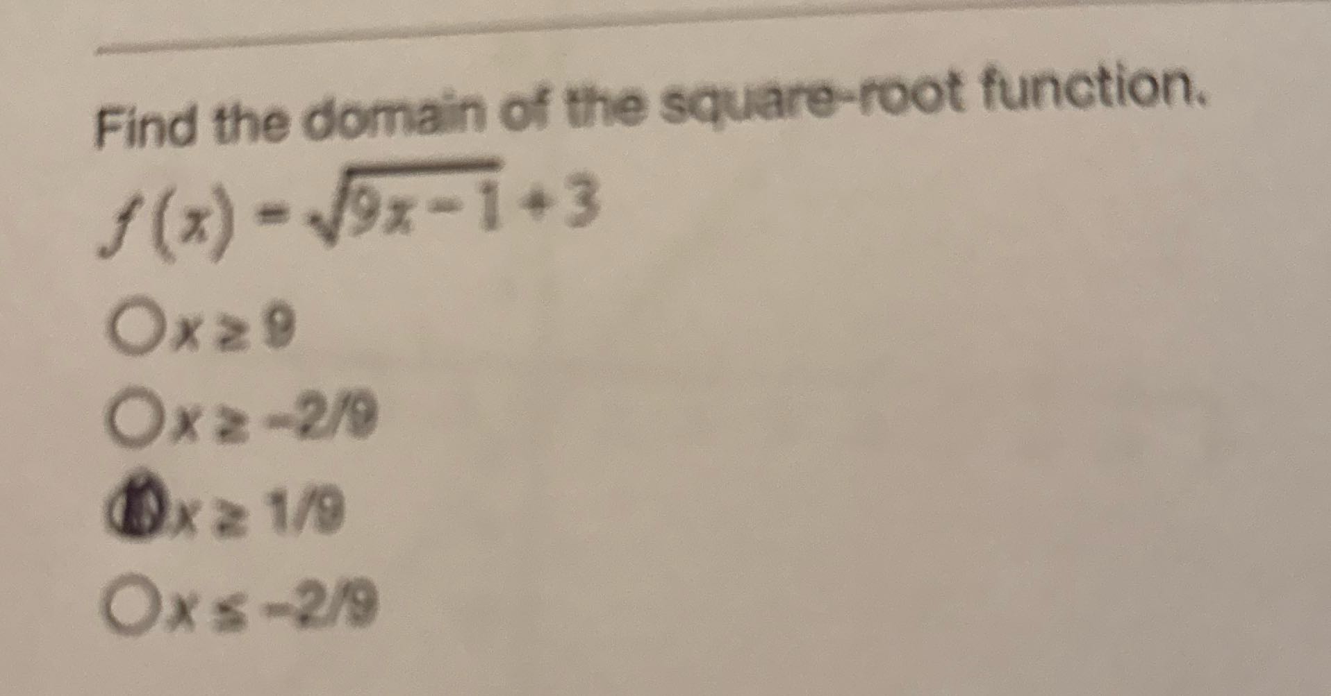Find the domain of the square-root function. f