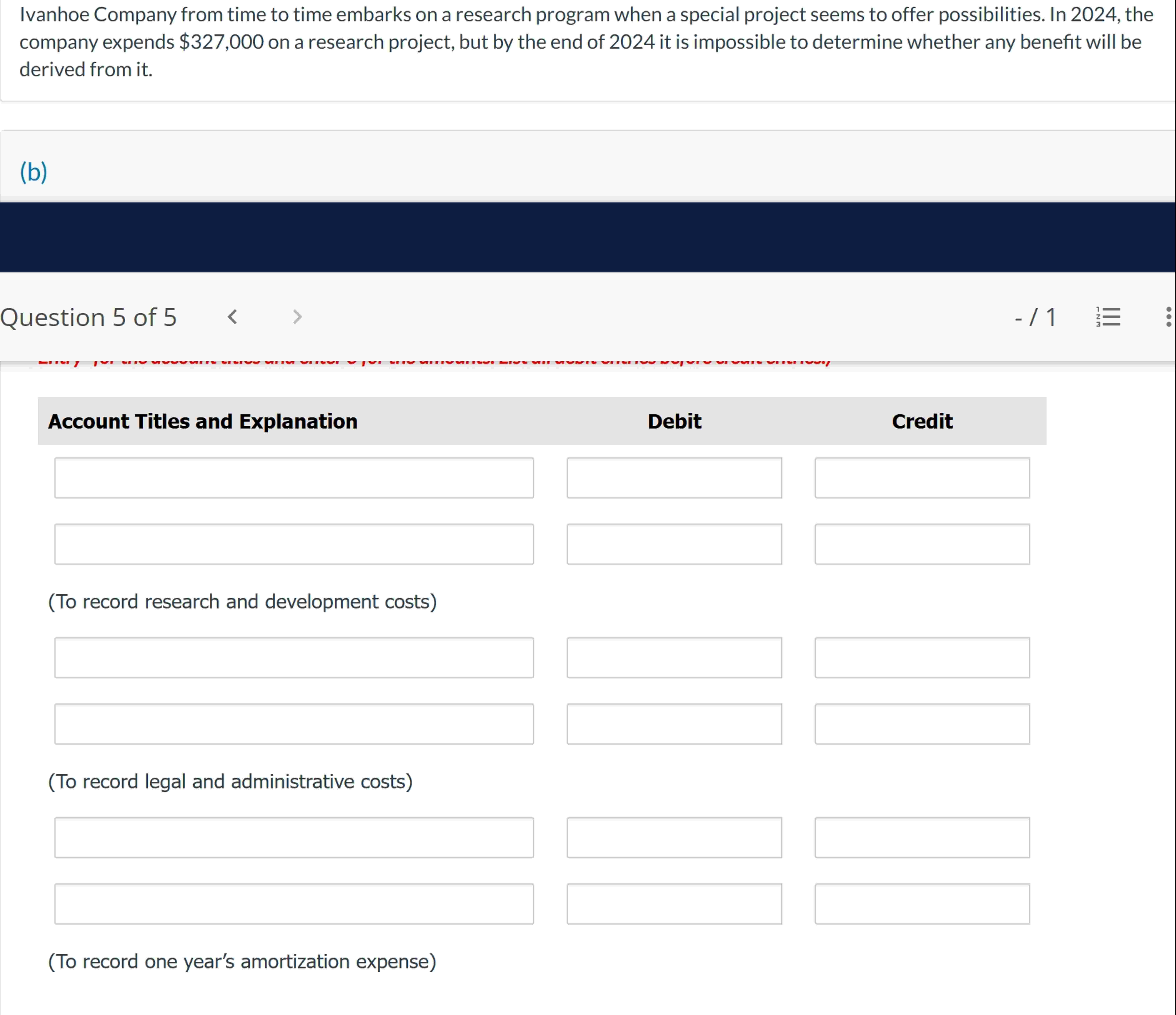 Account Titles and Explanation Debit Credit ( To