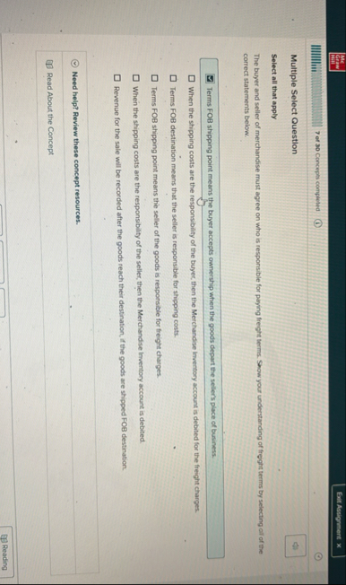 Me Grew cini Exit Assigorment 7 of 3 0 Concepts