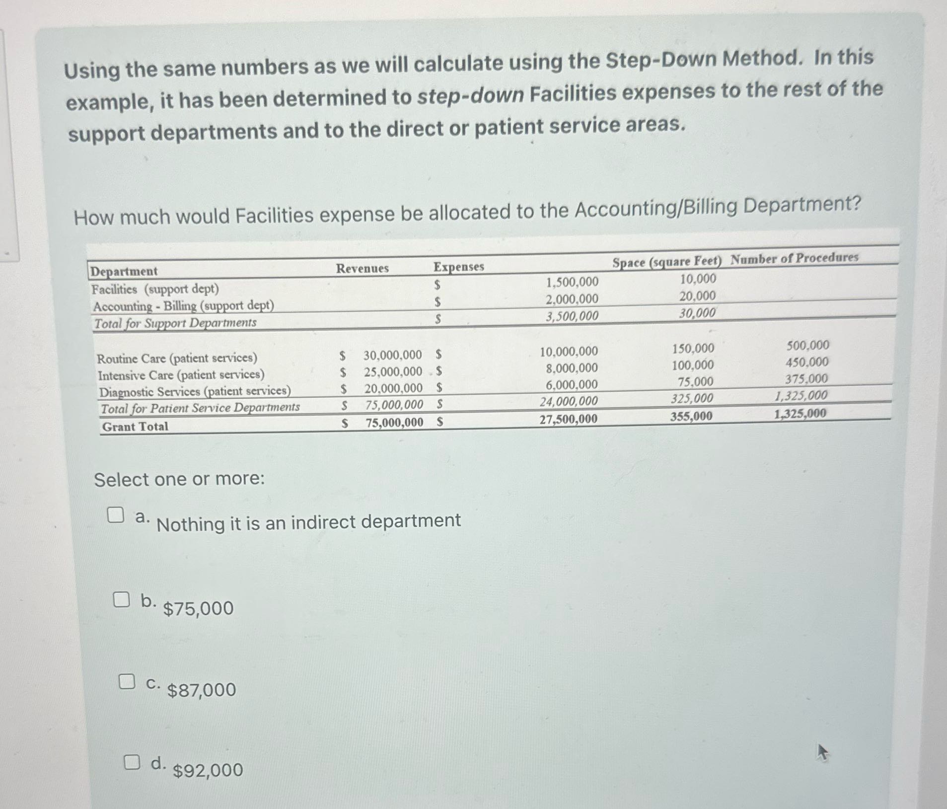 Using the same numbers as we will calculate using