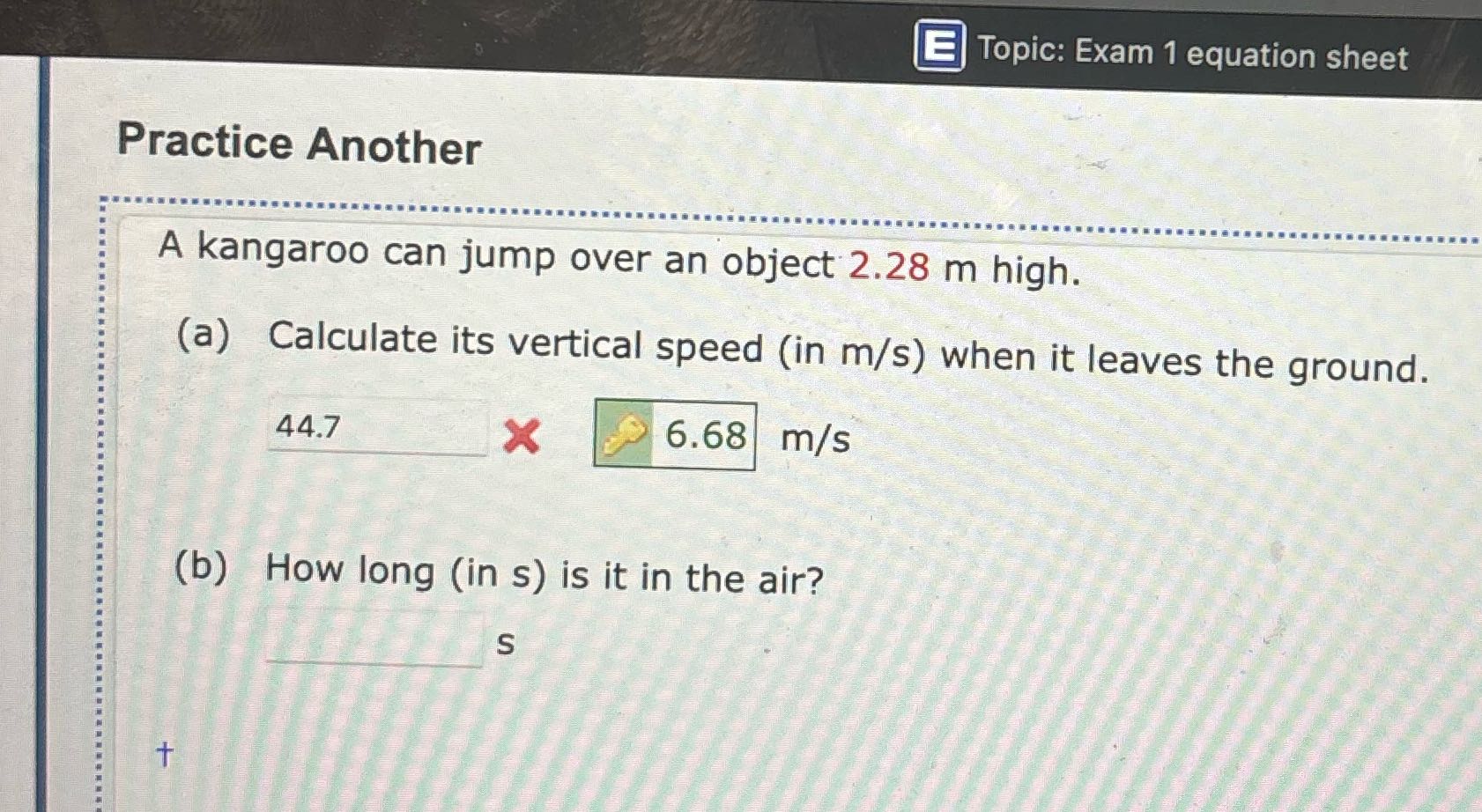 E Topic: Exam 1 equation sheet Practice Another A