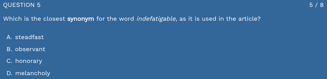 answer QUESTION 5 5 / 8 Which is the closest