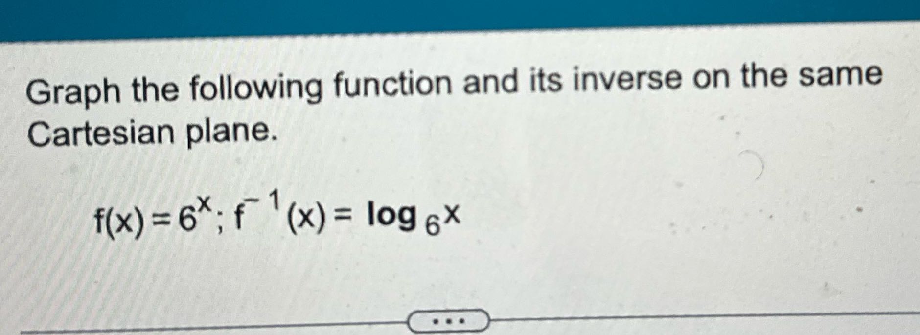 Graph the following function and its inverse on