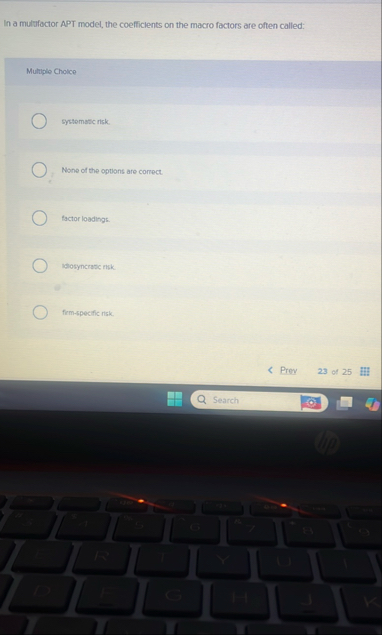 In a multufactor APT model, the coefficients on