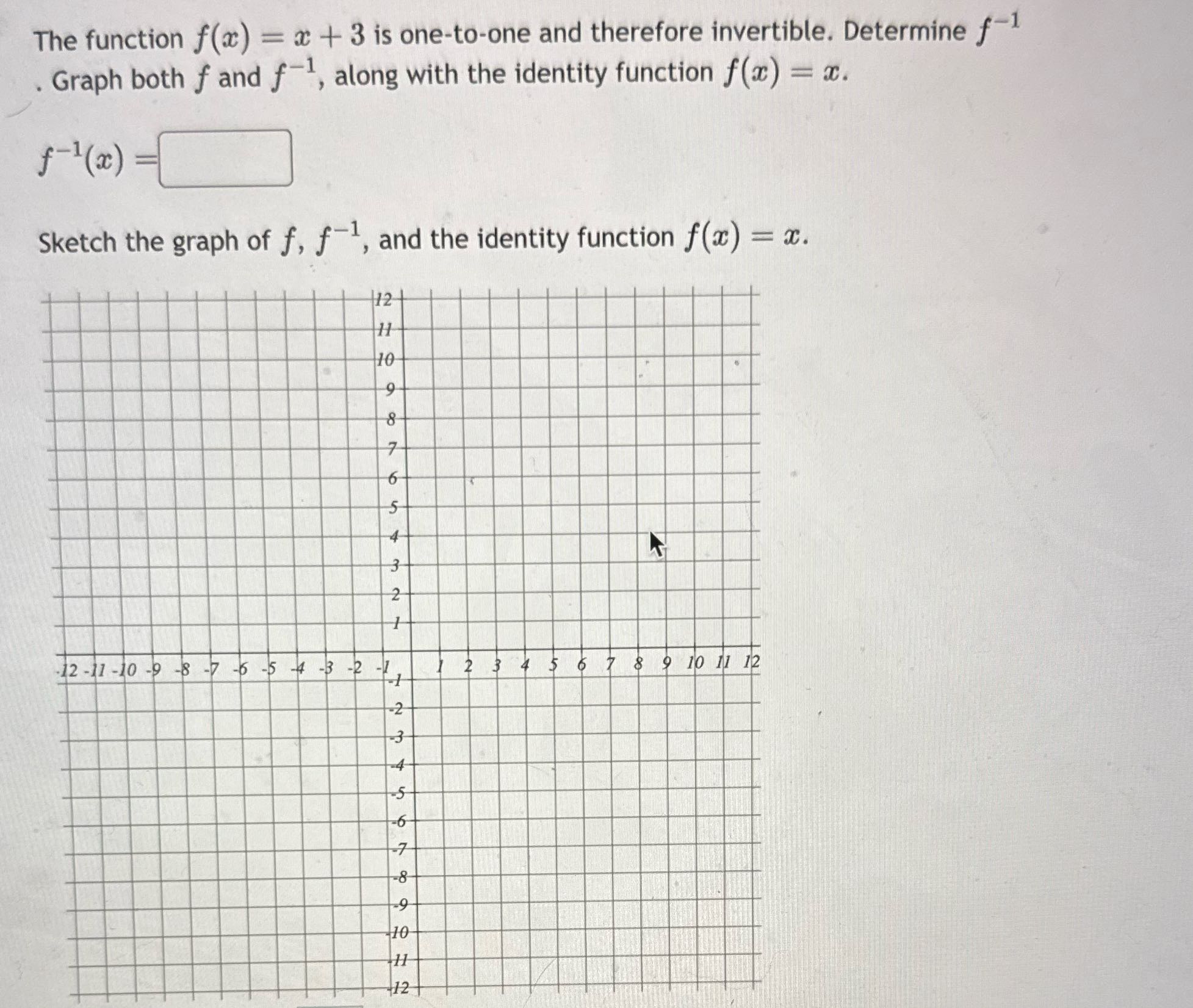 The function f(ac) = a + 3 is one-to-one and