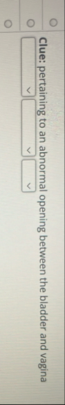Clue: pertaining to an abnormal opening between