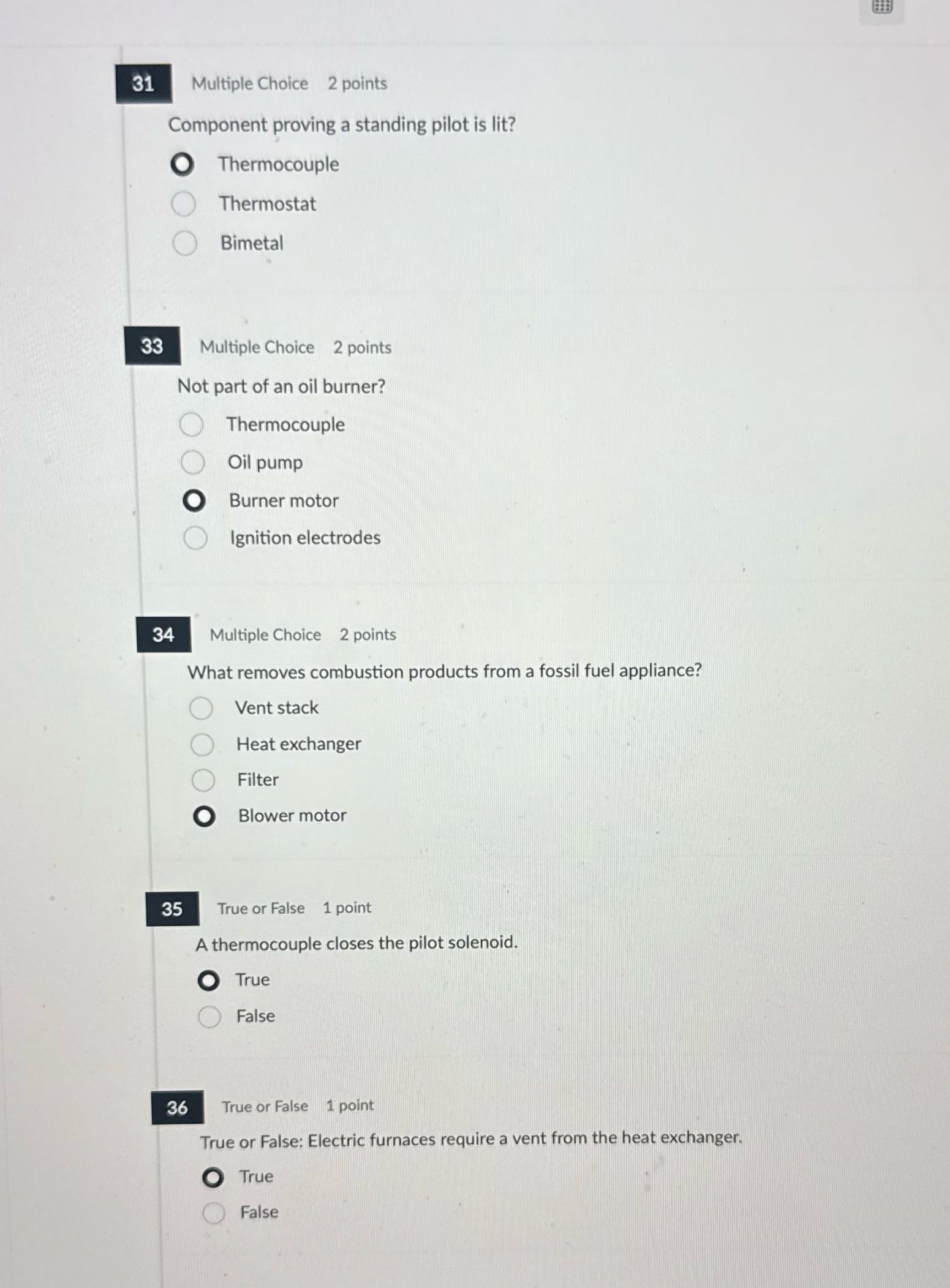 Multiple Choice 2 points Component proving a