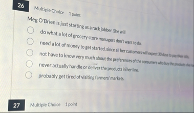 2 6 Multiple Choice 1 point Meg O'Brien is just