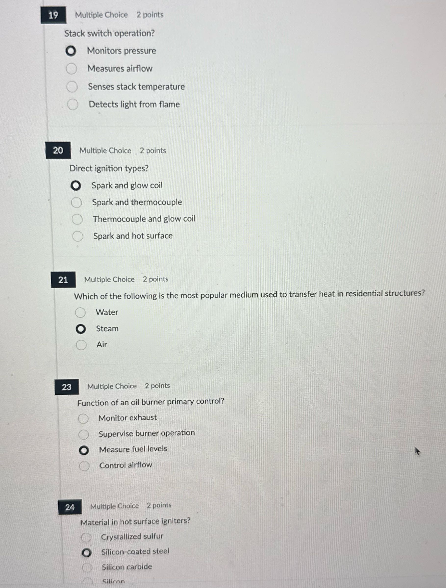 19 Multiple Choice 2 points Stack switch