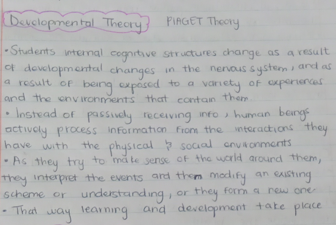 Paraphrase in simple words Developmental Theory