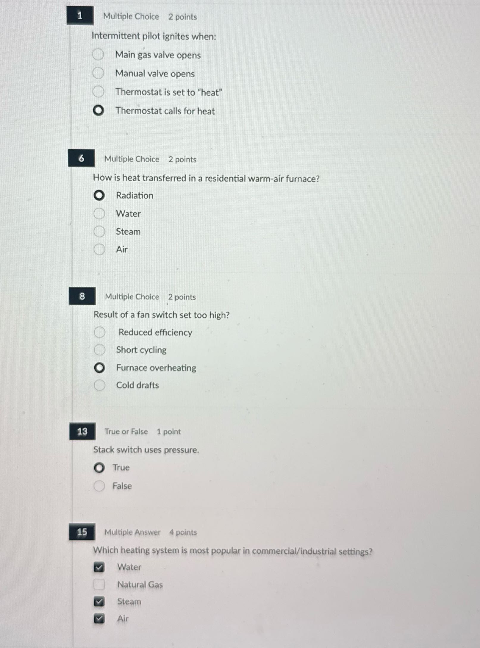 1 Multiple Choice 2 points Intermittent pilot
