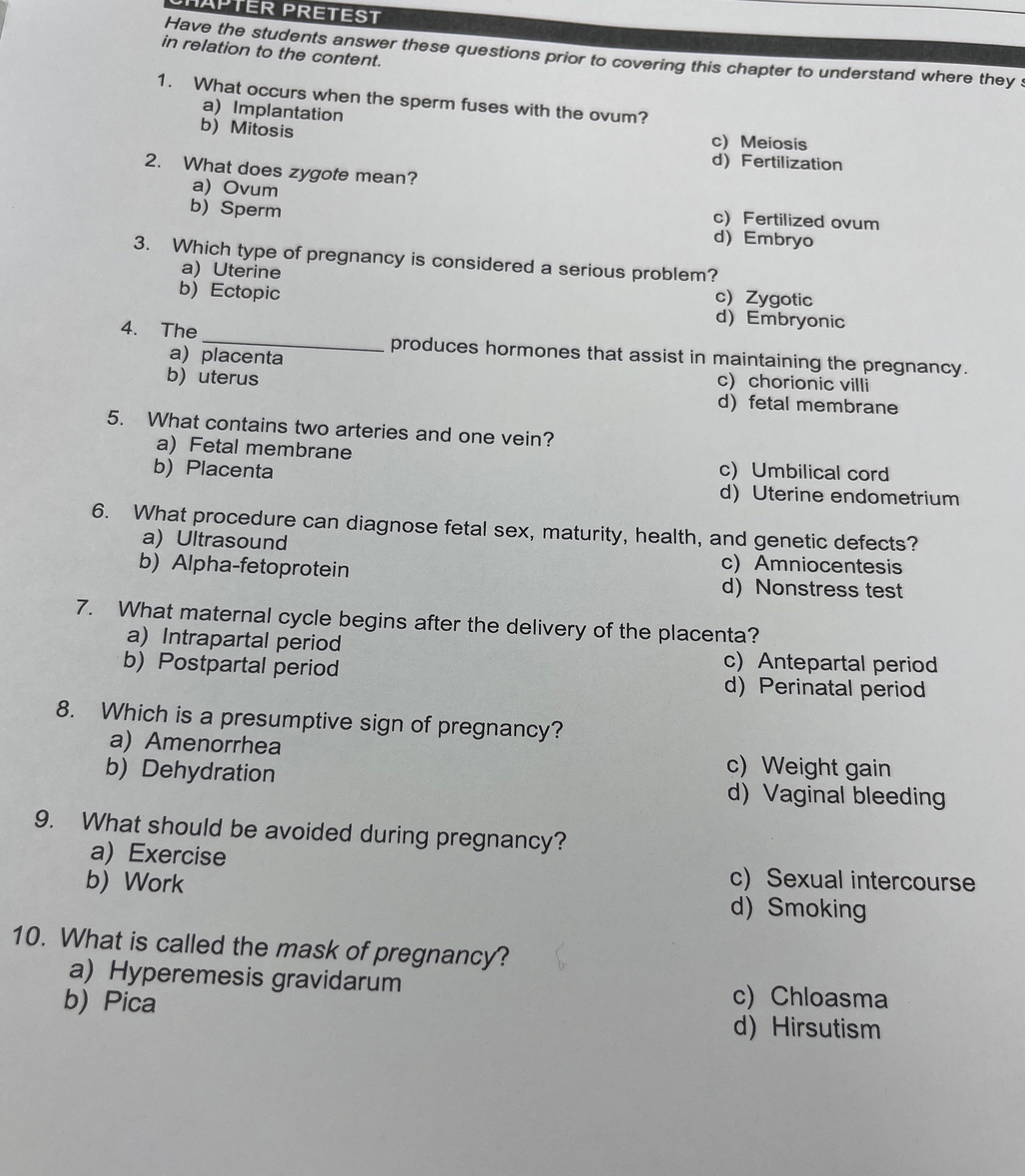 I'm TER PRETEST Have the students answer these