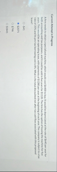 Current Attempt in Progress A firm needs to