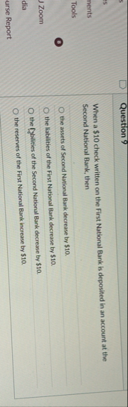 Question 9 When a $ 1 0 check written on the