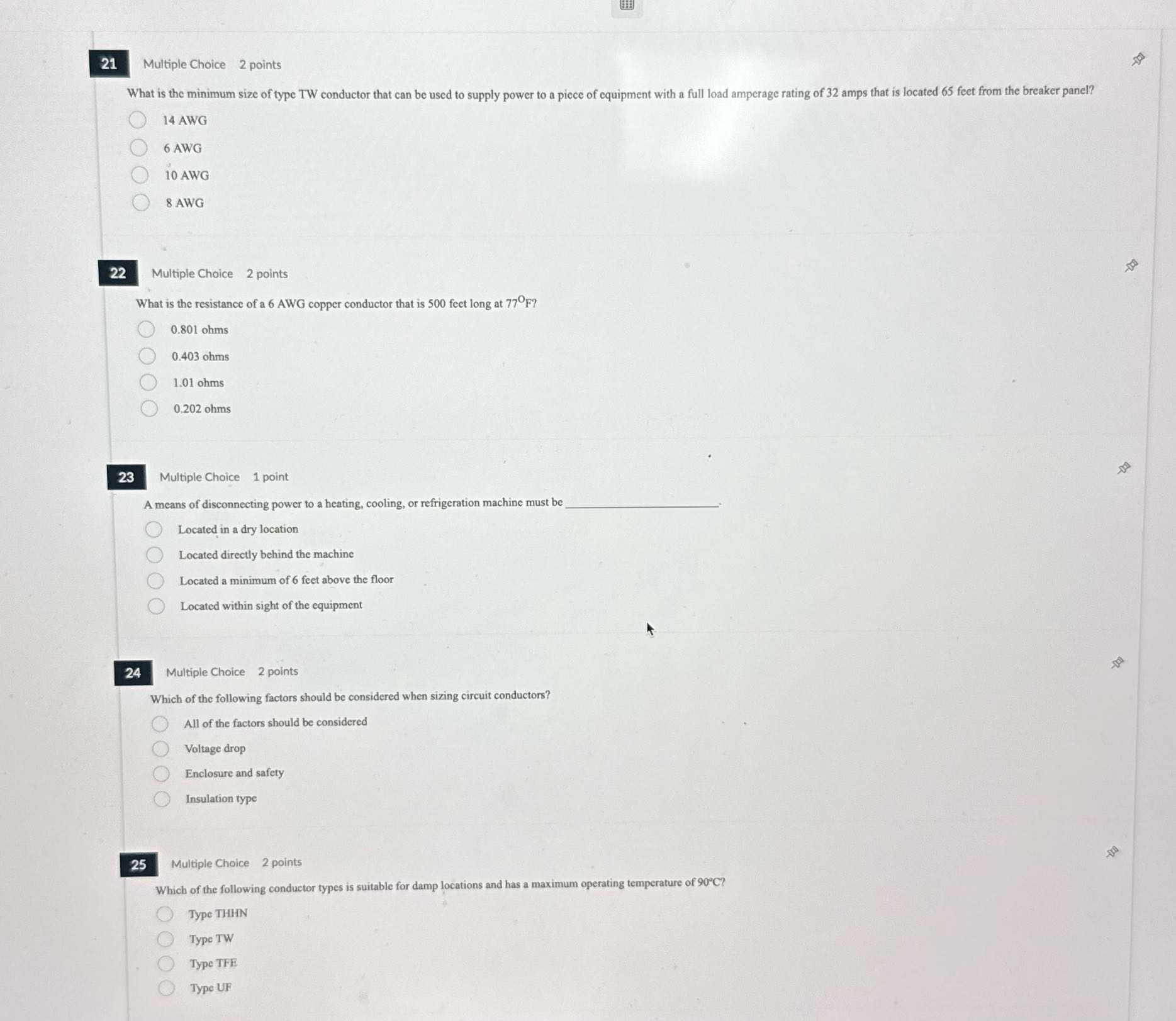 21 Multiple Choice 2 points What is the minimum