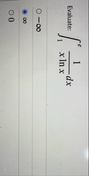 Evaluate: 1 e 1 x l n x d x - 0