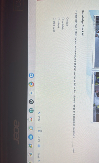 powsem repriptios Knowledge Check 0 1 A cost that