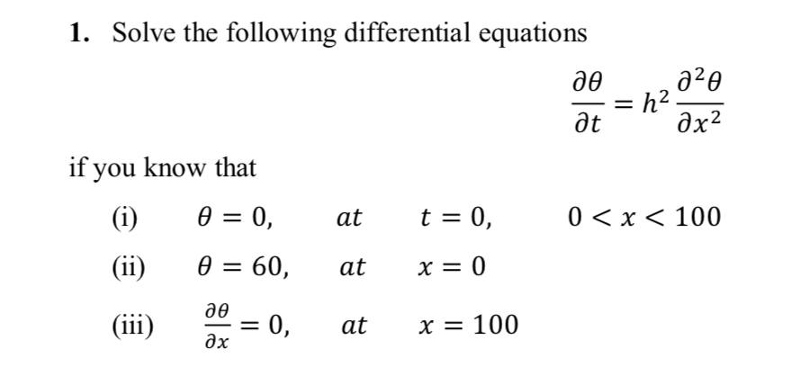 Solve the following differential equations d e l