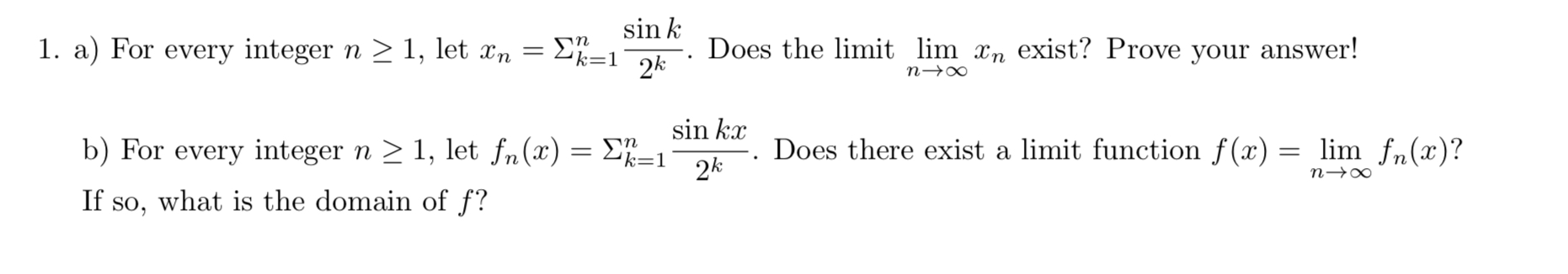 a n 1 , let x n = k = 1 n s i n k 2 k . Does the
