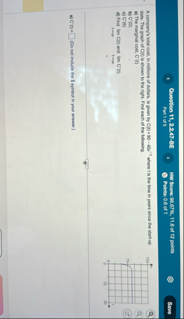 Question 1 1 , 2 . 2 . 4 7 - BE HW Score: 9 6 . 6