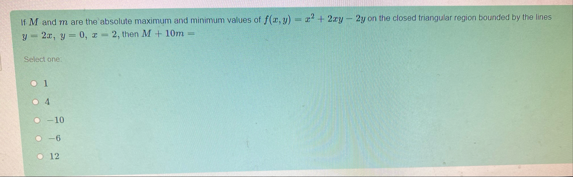 If M and m are the absolute maximum and minimum