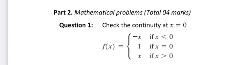 Part 2 . Mathematical problems ( Total 0 4 marks