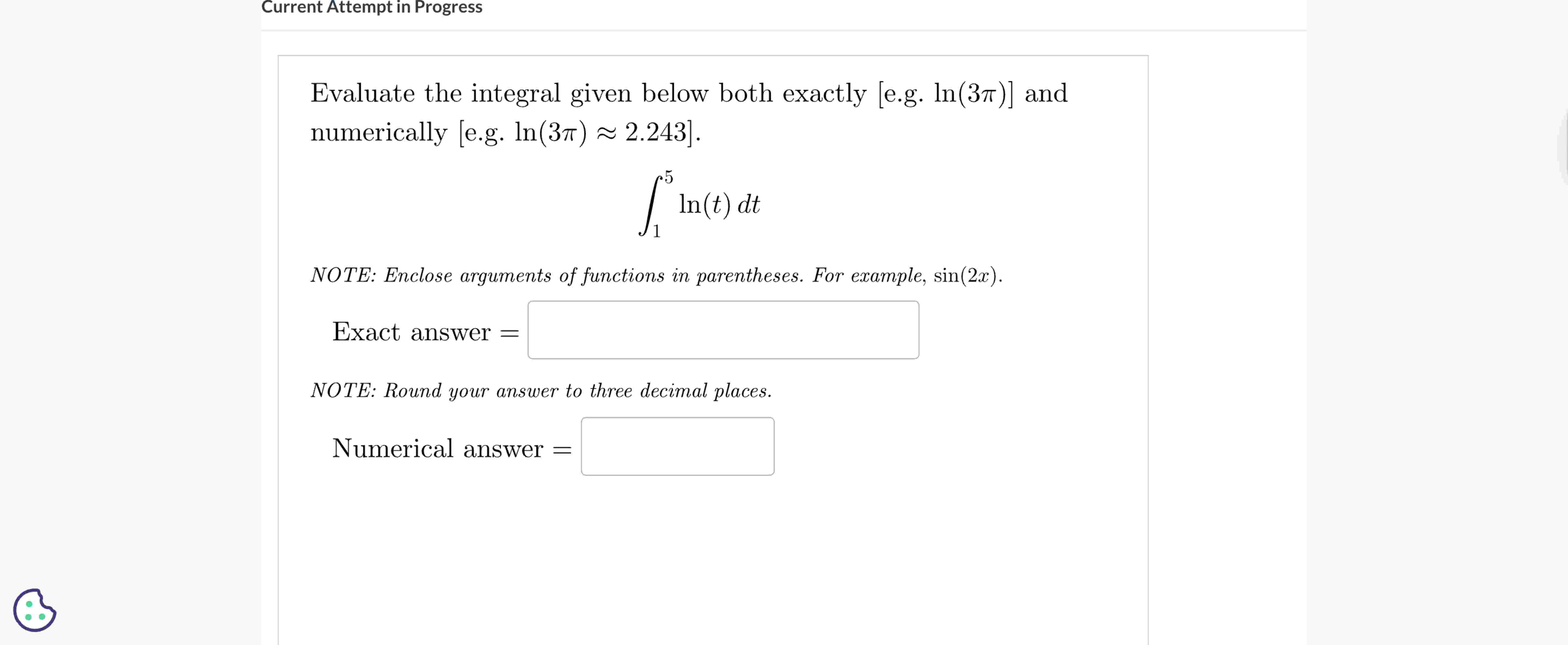 Evaluate the integral given below both exactly e
