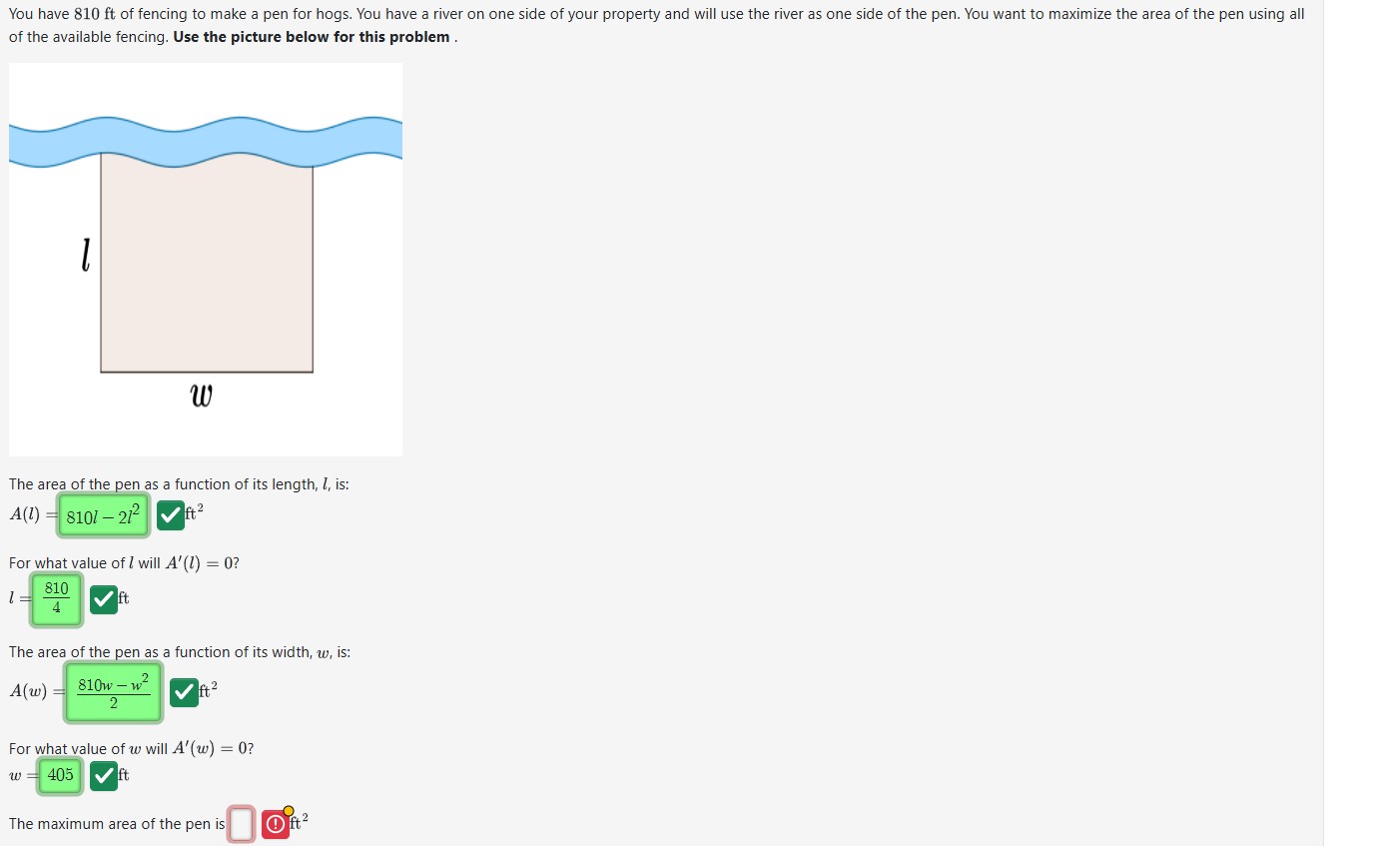 You have 8 1 0 f t o f fencing t o make a pen for