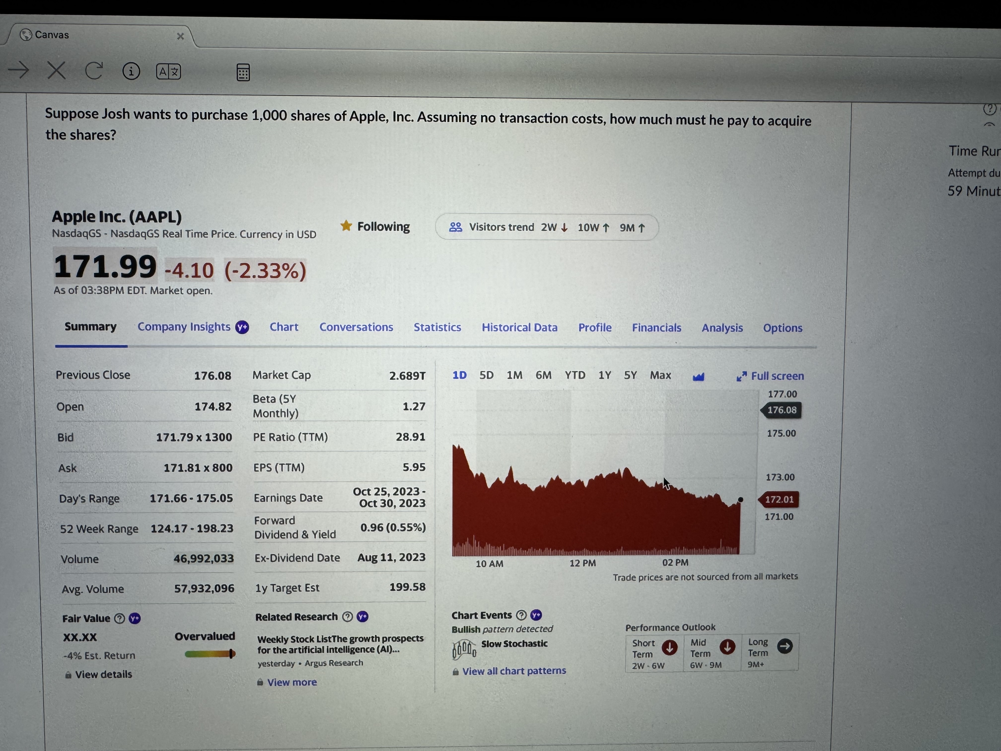 Collette wants to sell 5 0 0 shares of Apple Inc.