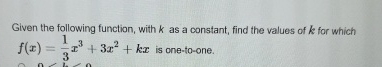 Given the following function, with k as a