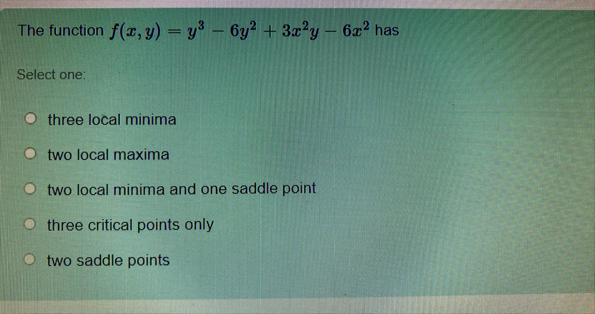The function f ( x , y ) = y 3 - 6 y 2 3 x 2 y -