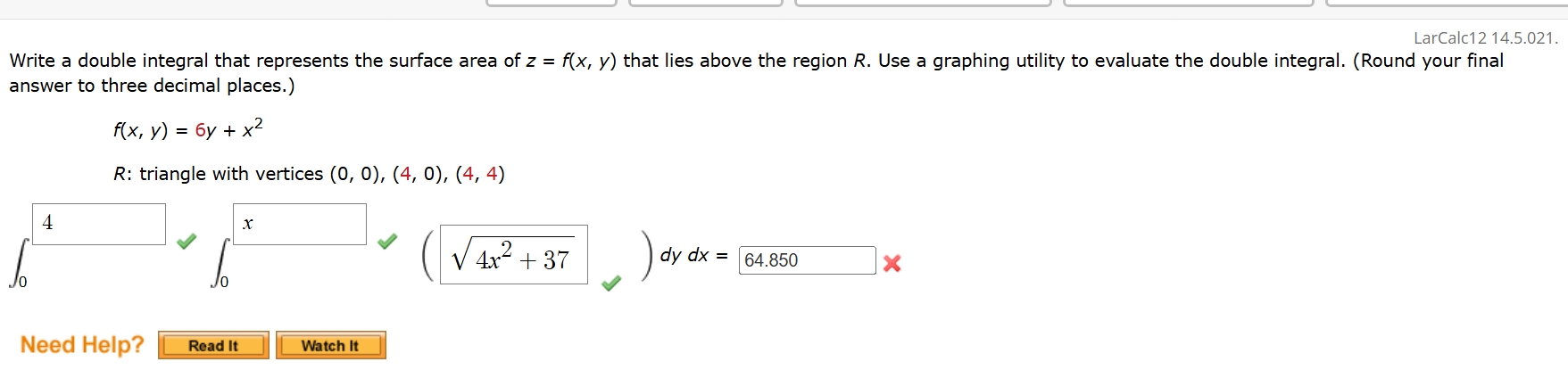 Write a double integral that represents the