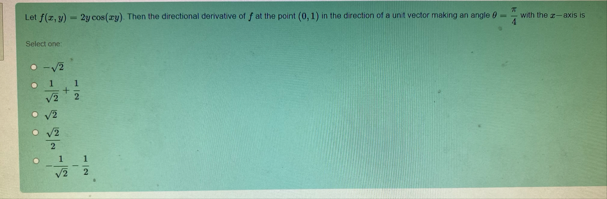 Let f ( x , y ) = 2 y c o s ( x y ) . Then the