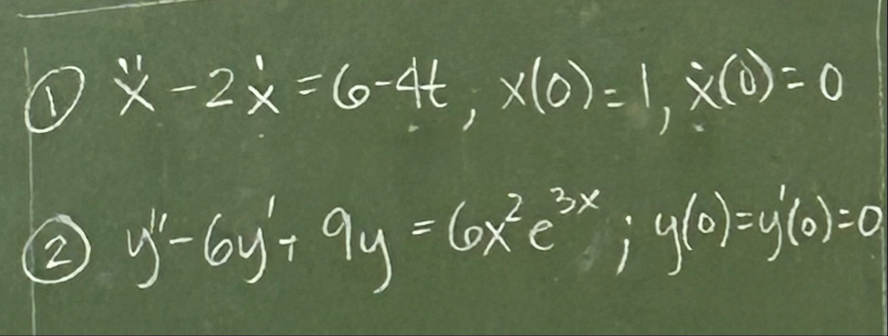 ( 1 ) x - 2 x = 6 - 4 t ; x ( 0 ) = 1 , x ( 0 ) =