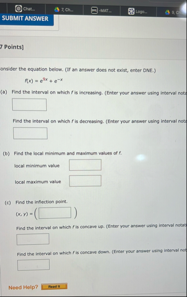 Chat... 7 , Ch . - MAT _ Logo... SUBMIT ANSWER 7