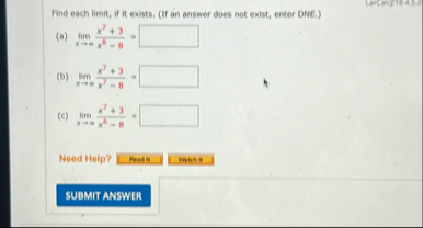 Find each limit , if it exists. ( If an answer