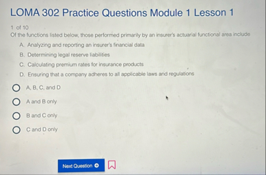 LOMA 3 0 2 Practice Questions Module 1 Lesson 1 1