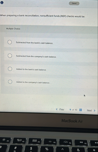 ( i ) When preparing a bank reconciliation,