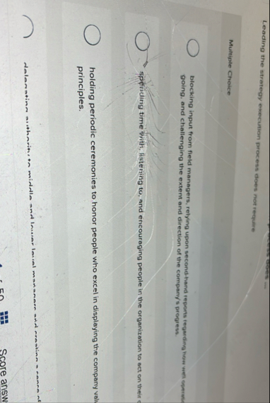 Leading the strategy execution process does not