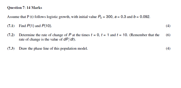 Question 7 : 1 4 Marks Assume that P ( t )