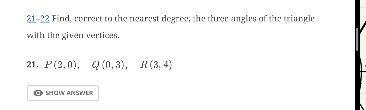 2 1 - 2 2 Find, correct t o the nearest degree,