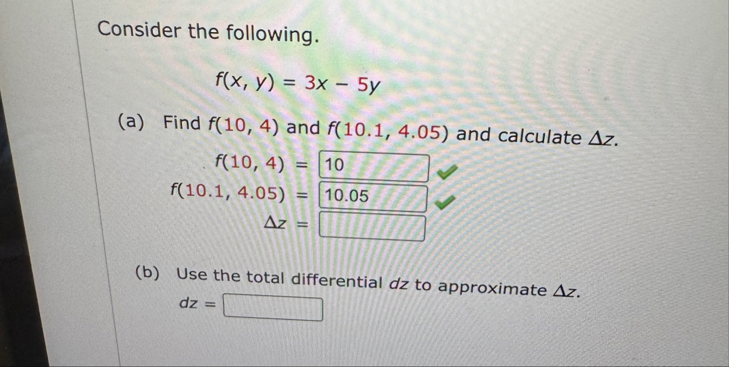 Consider the following. f ( x , y ) = 3 x - 5 y (