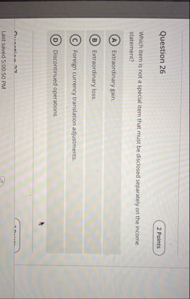 Question 2 6 Which item is not a special item