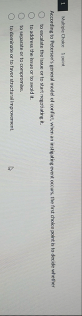 1 Multiple Choice 1 point According to Peterson's