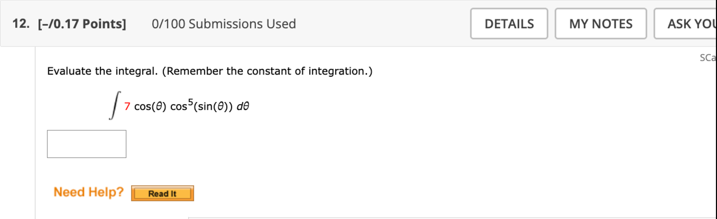 Evaluate the integral. ( R e m e m b e r the