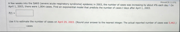 Wanelics 2 . 2 . 0 7 6 A few weeks into the SARS