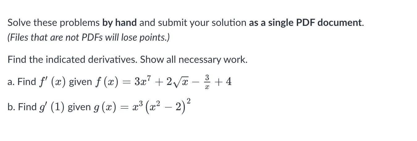 Solve these problems b y hand. Find the indicated